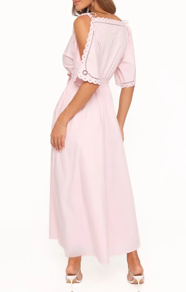 Shirred Boat Neck Midi Dress