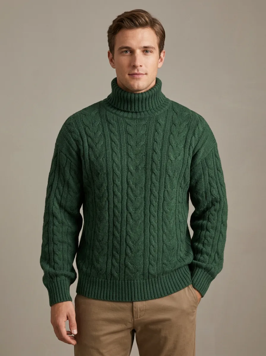 Men's Weekend Layer Cable Knit Turtleneck Sweater