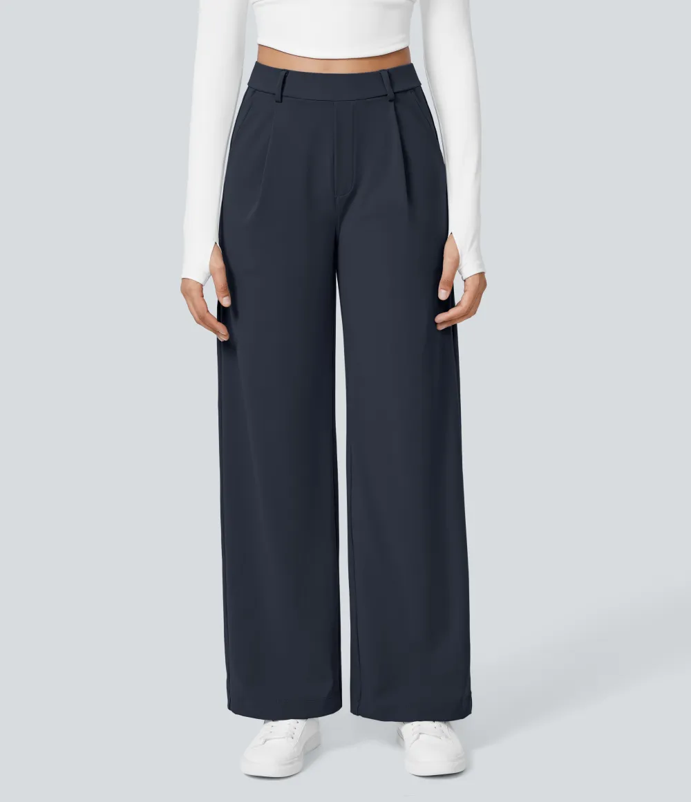 2026🔥  High Waisted Pocket Straight Leg Work Pants