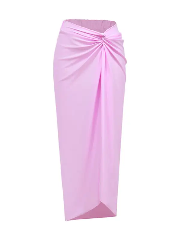 Blocked Pattern Wrap Skirt Swim Dress
