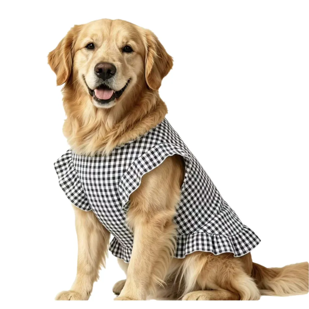 Pet Plaid Princess Vest Dress for Medium Large Dogs Golden Retriever Labrador Samoyed Lightweight Breathable Summer Dog