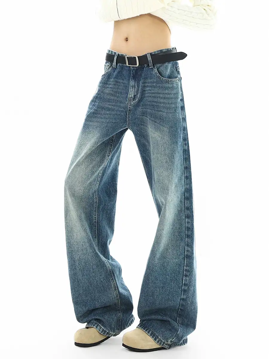 High-Rise Vintage-Wash Ultra-Wide Jeans