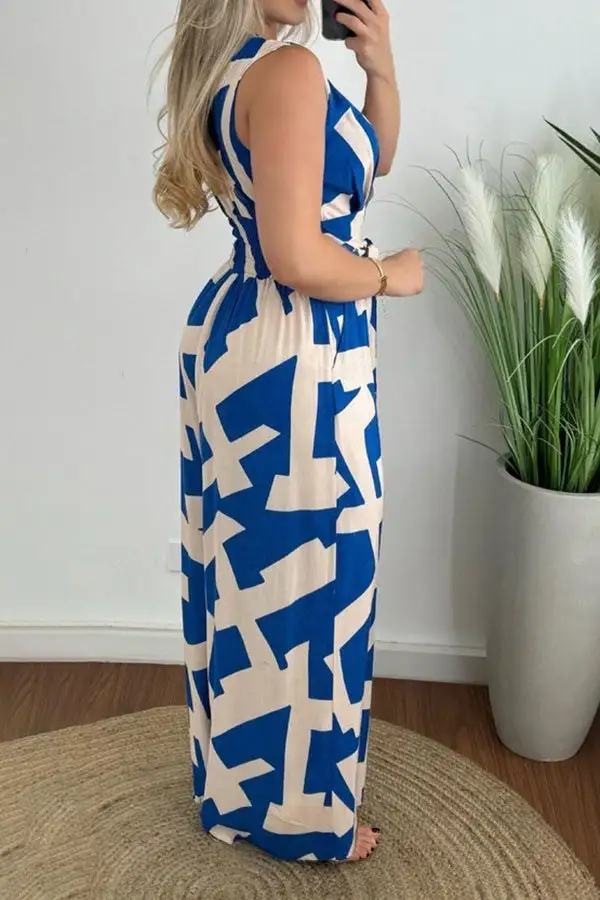 Lace-Up Wide-Leg Sleeveless Jumpsuit
