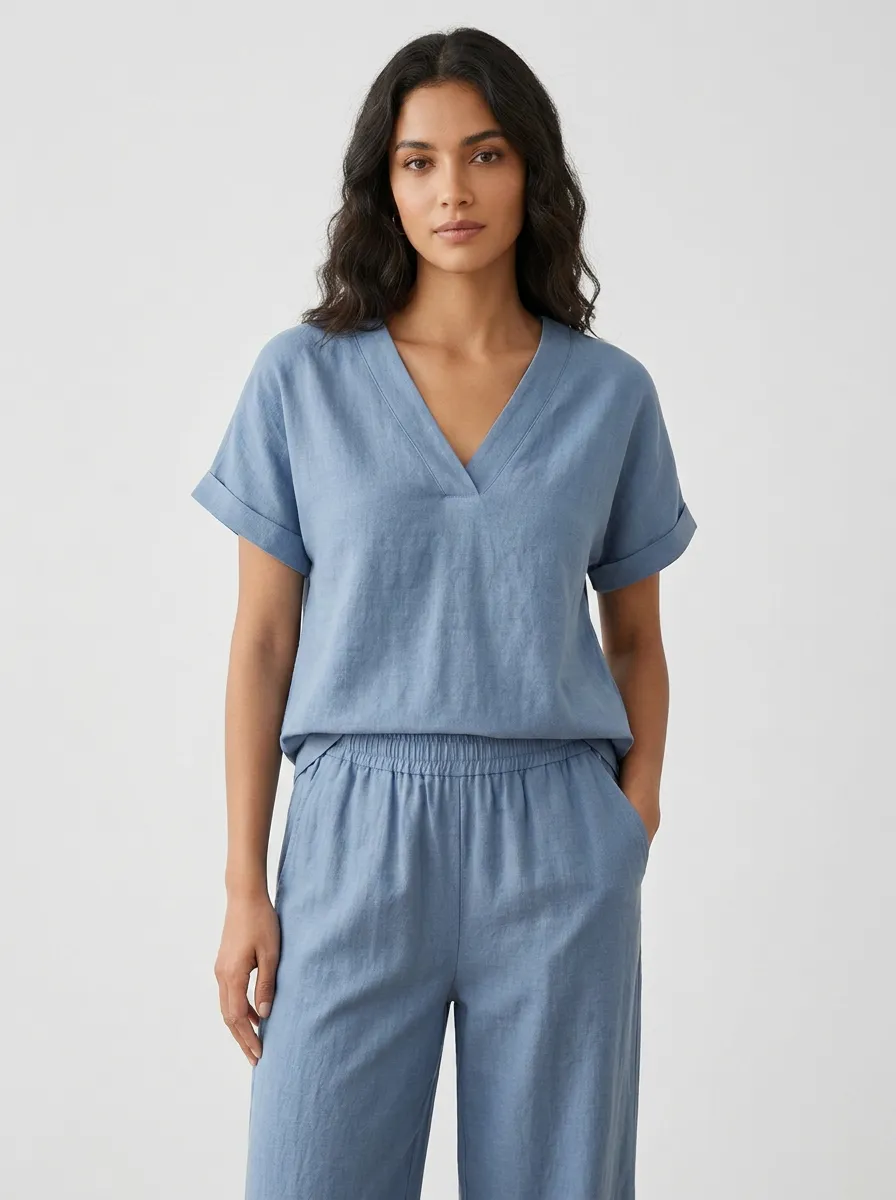 Casual Relaxed Women's V-Neck Casual Lounge Set
