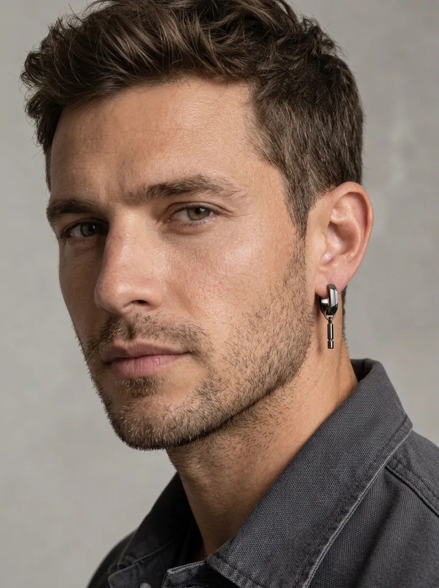 Men's Geometric Dangle Stainless Steel Earring