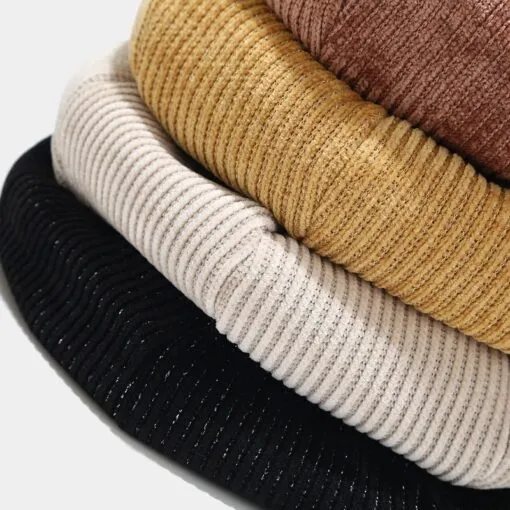 Outdoor Winter Corduroy Round Beret Hat