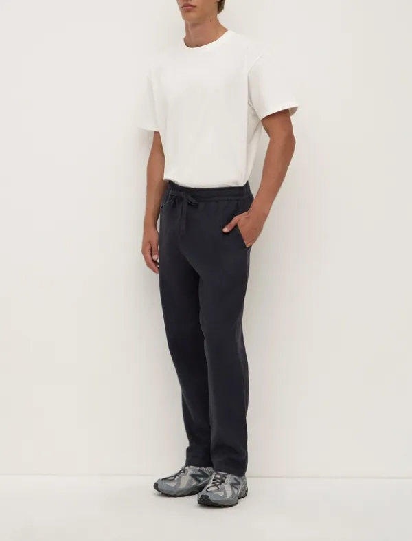 Navy Linen Drawstring Pants