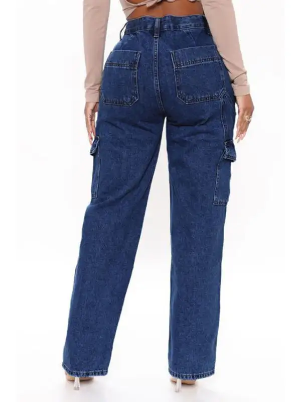 Textured Cargo Pocketed Denim Jeans