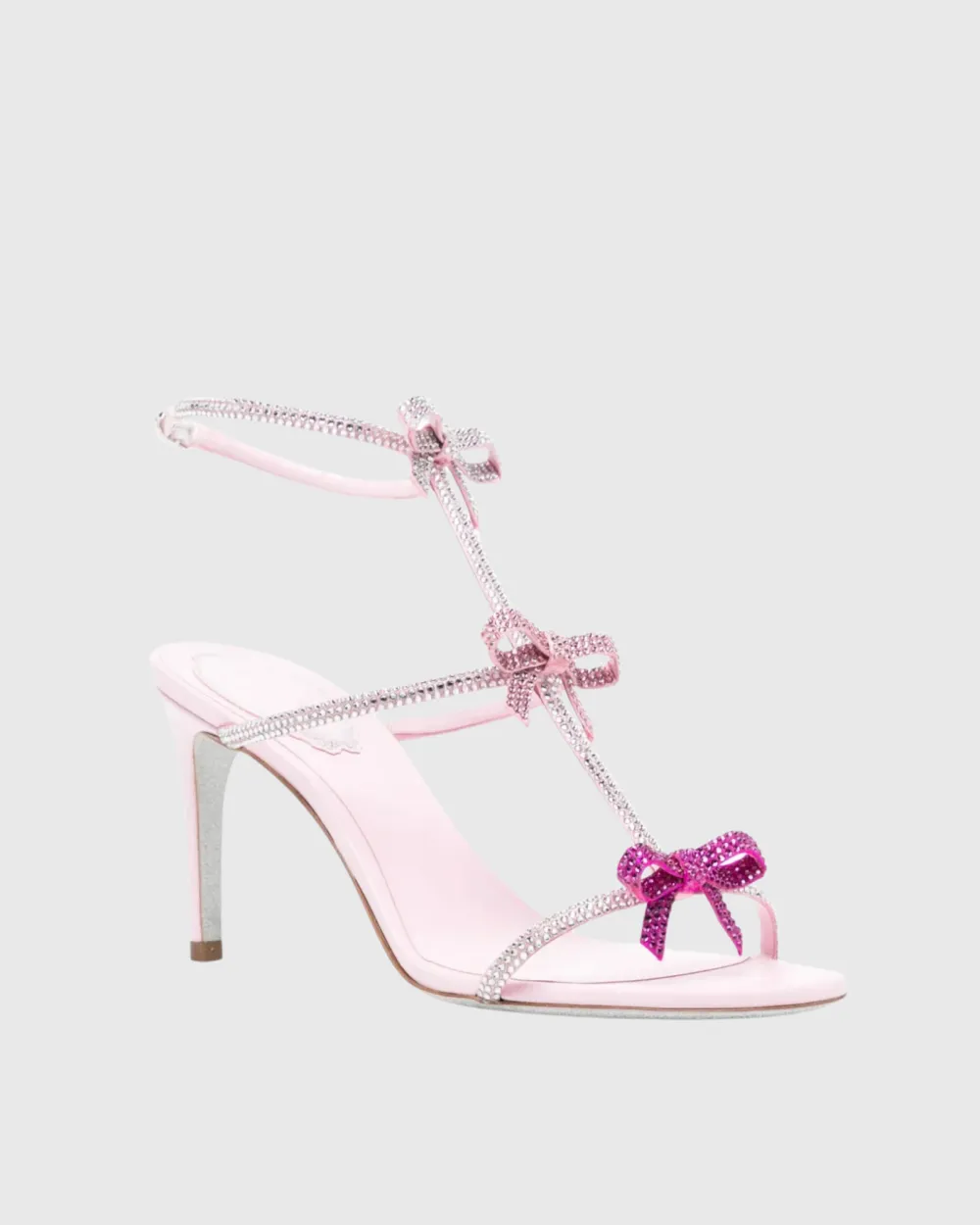 Rhinestone Bow Strap Sandals in Pink