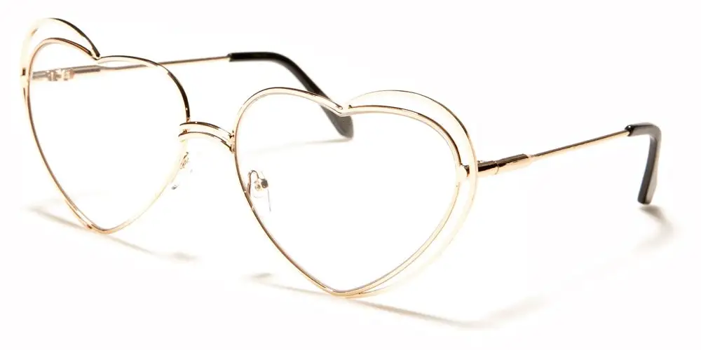 Women's Clear-Lens Heart-Shaped Sunglasses