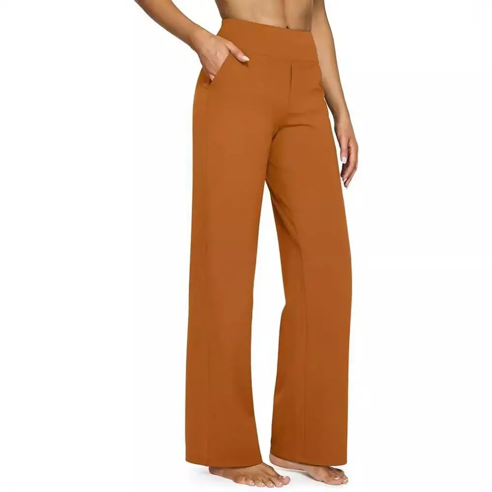 High Waist Straight Leg Loose Fit Pocket Pants