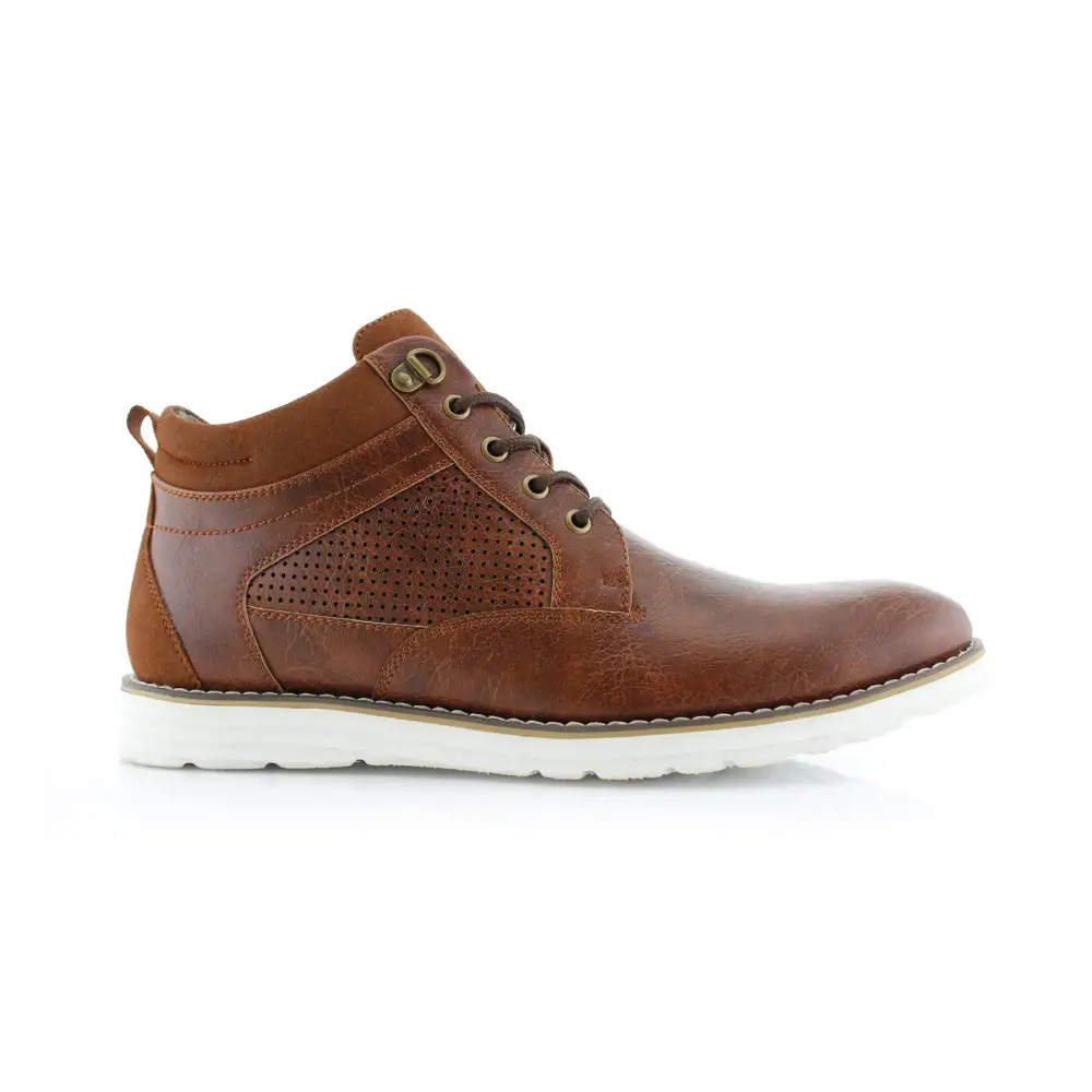 Structured Faux-Suede Suede Faux-Leather Chukka Boots