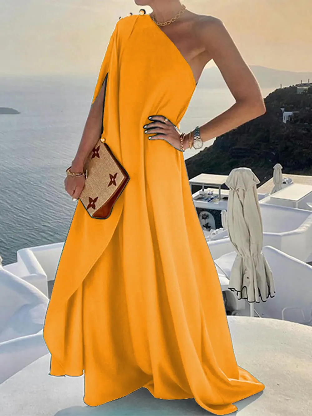 One Shoulder Maxi Dress