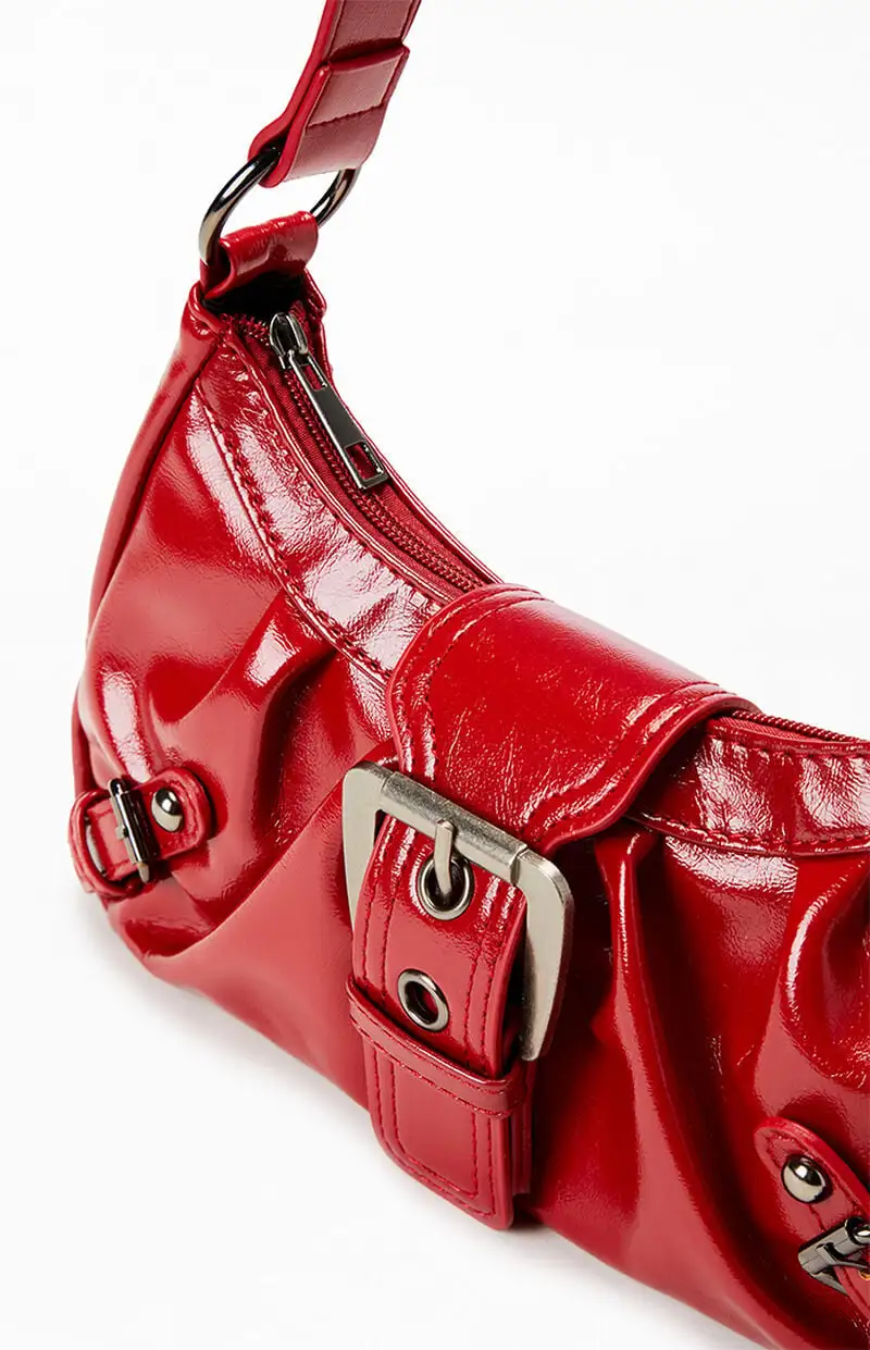 PacSun Red Faux Leather Front Buckle Shoulder Bag