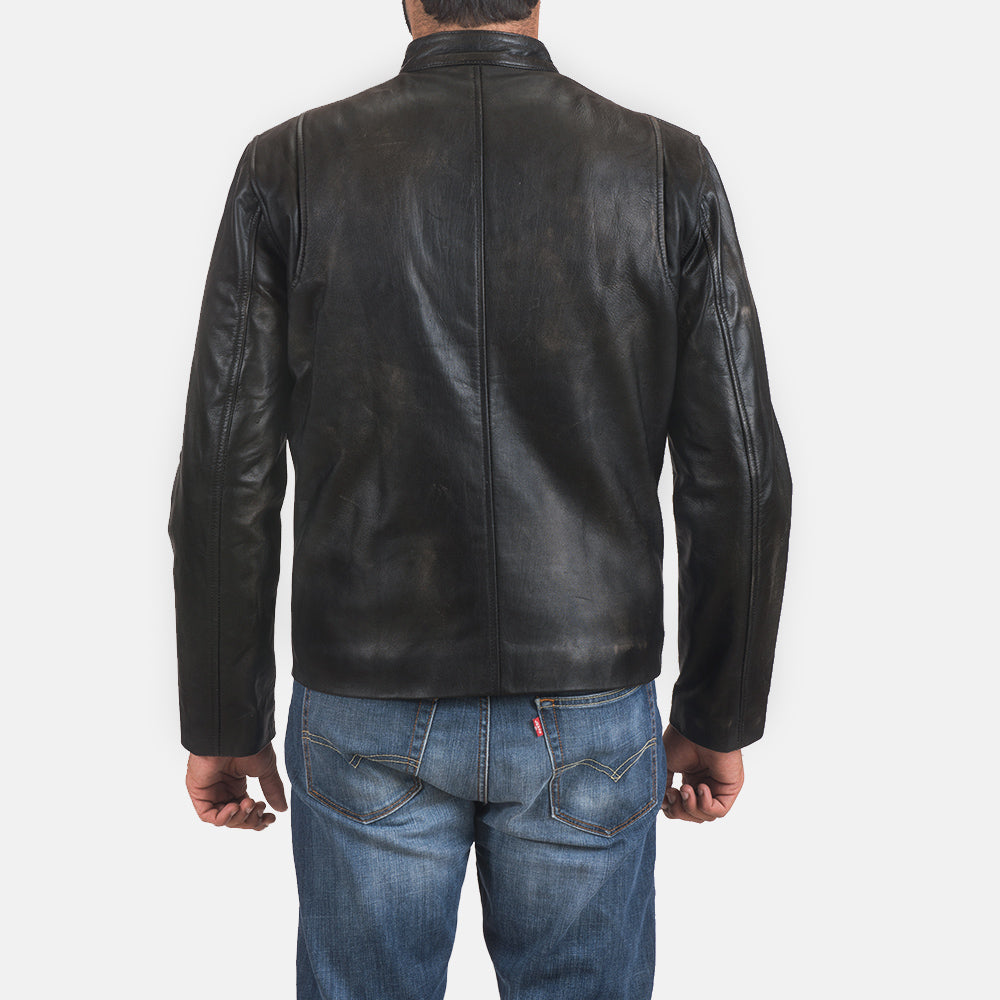 Men's Classic Textured Biker Leather Jacket