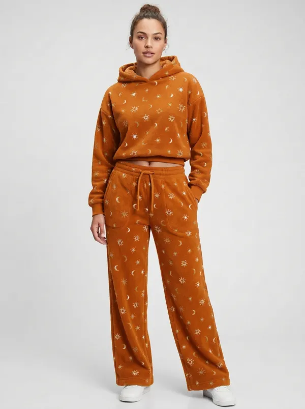 Women's Celestial Print Hoodie And Wide-Leg Lounge Set
