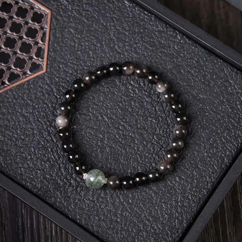Obsidian Hand Woven Round Bracelet