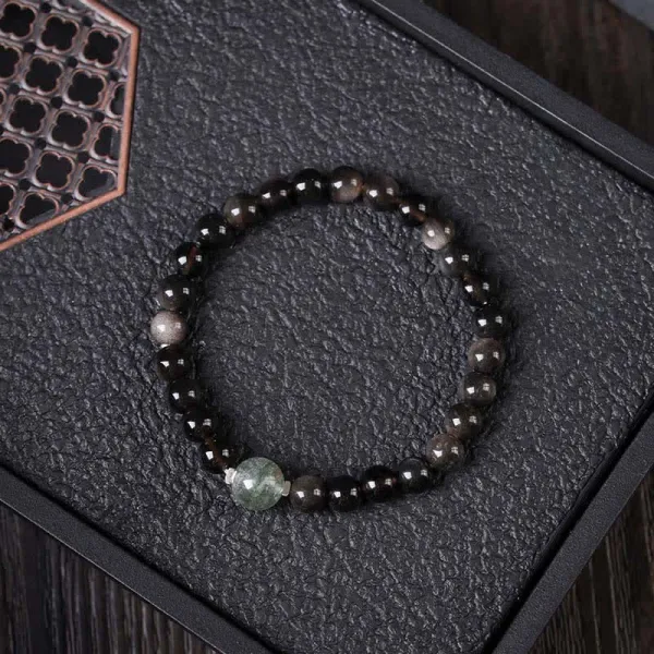Obsidian Hand Woven Round Bracelet