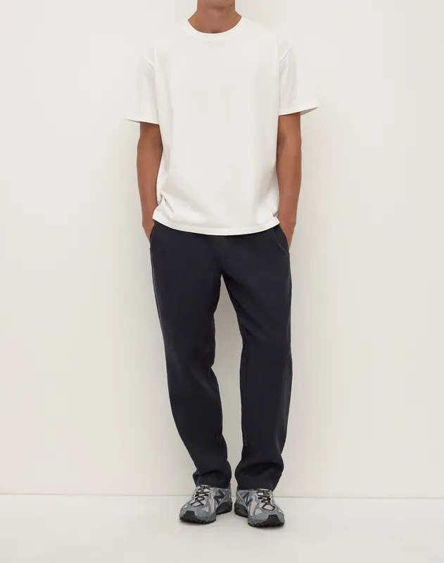 Navy Linen Drawstring Pants