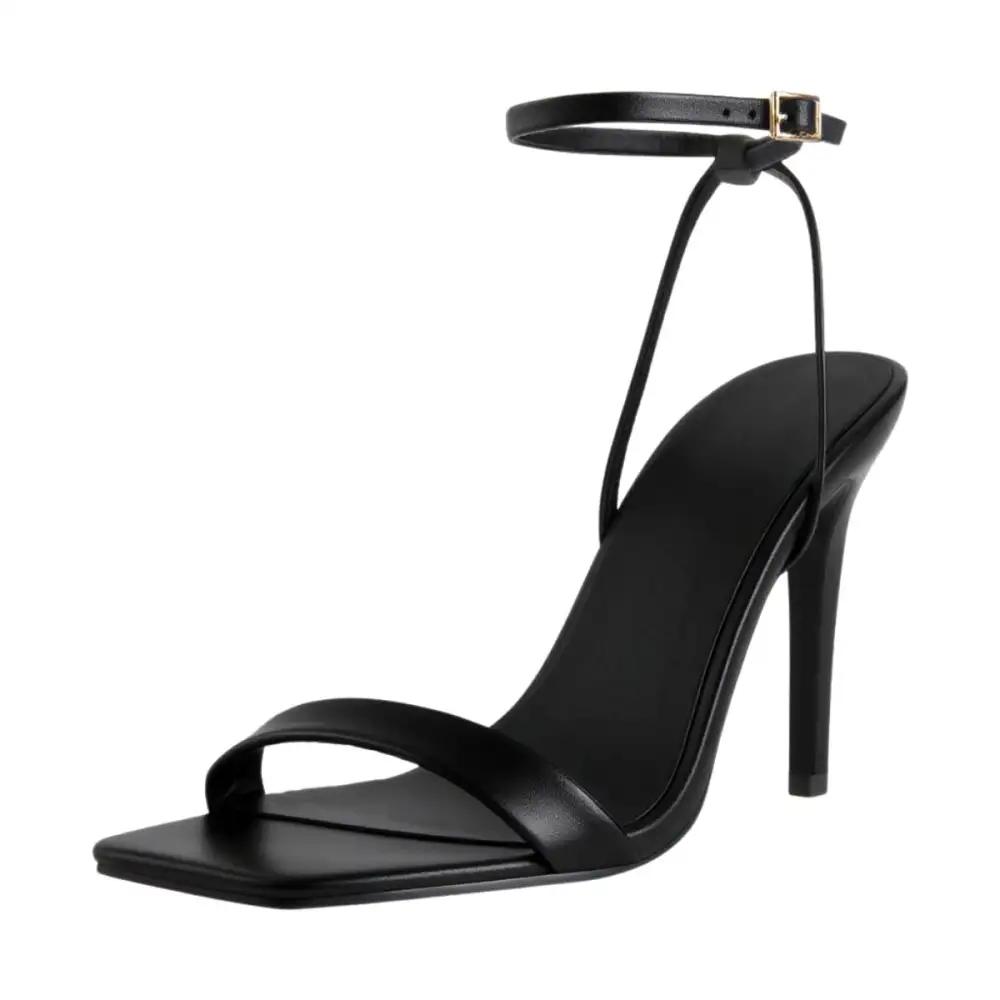 Square Toe Ankle Strap Stiletto Modern Sandals