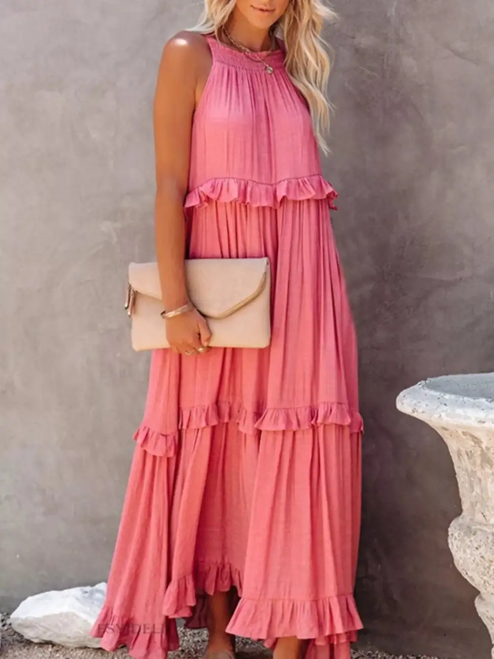 Ruffled Tiered Sleeveless Maxi Dress