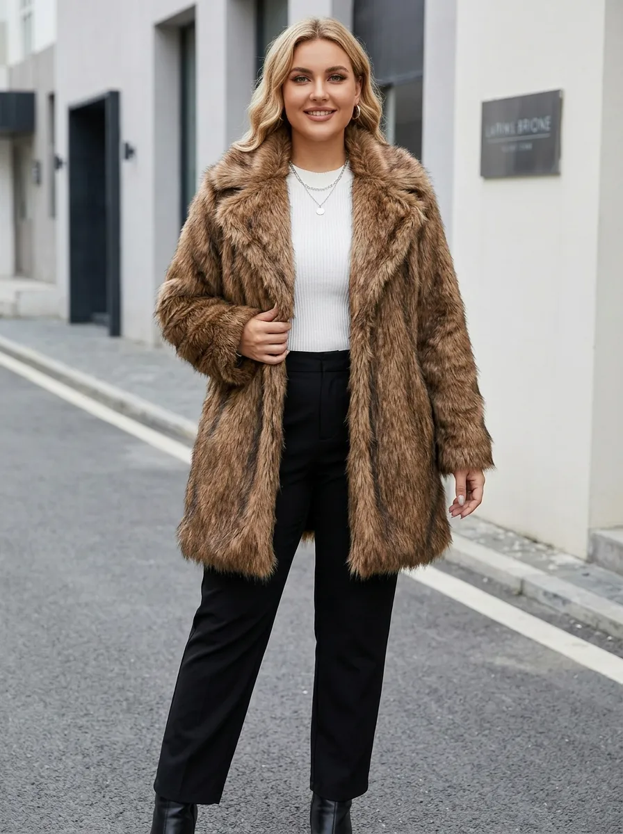 Weekend Lapel Faux Fur Coat
