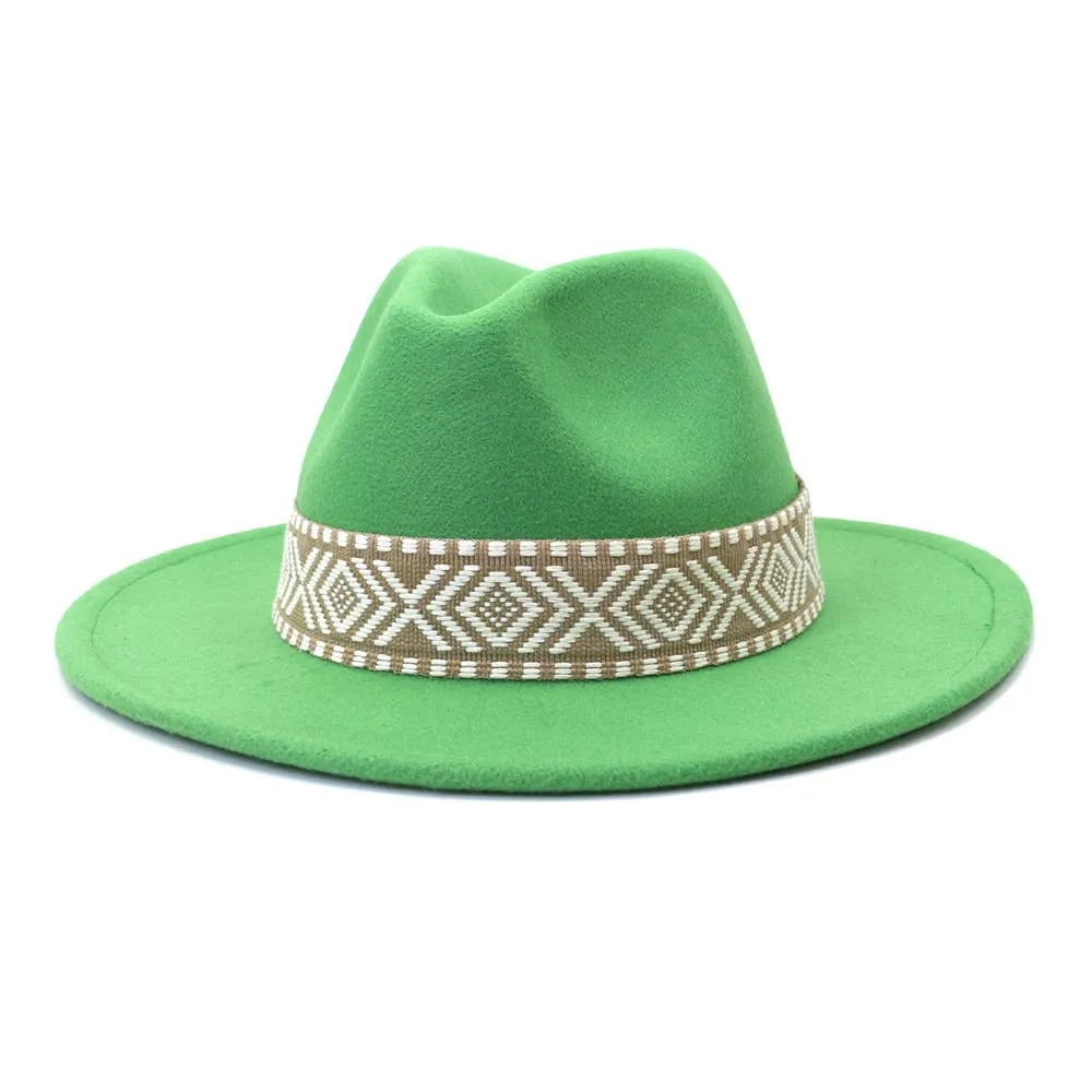 Belt Retro Flat Fedora Hat