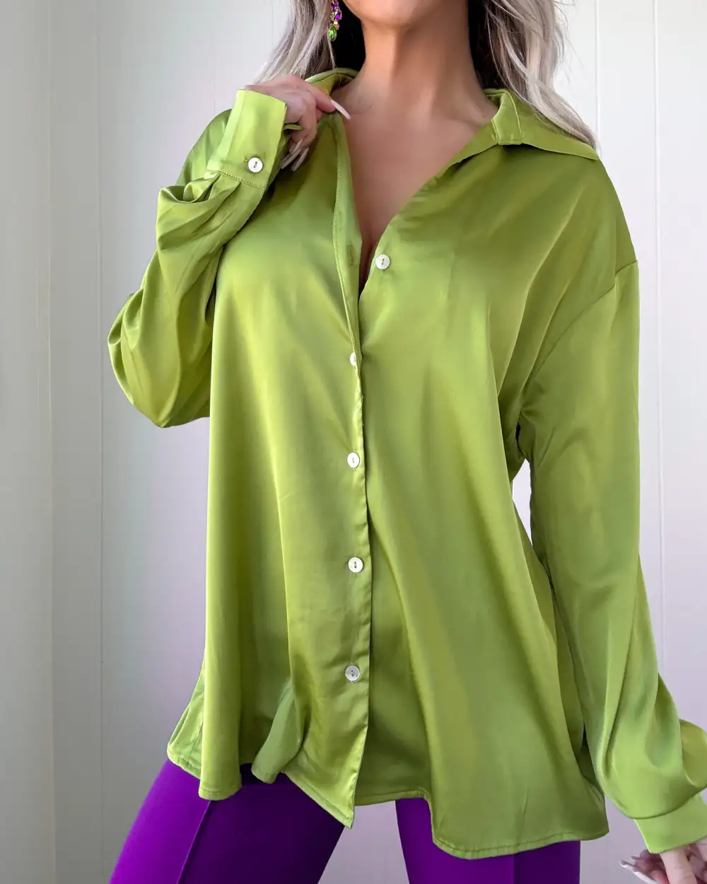 Satin Button-Up Shirt