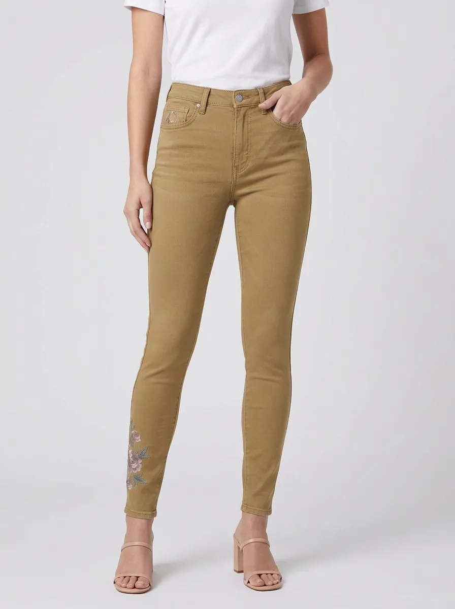 Women's Floral Vintage Rose Printed Slim Jeans