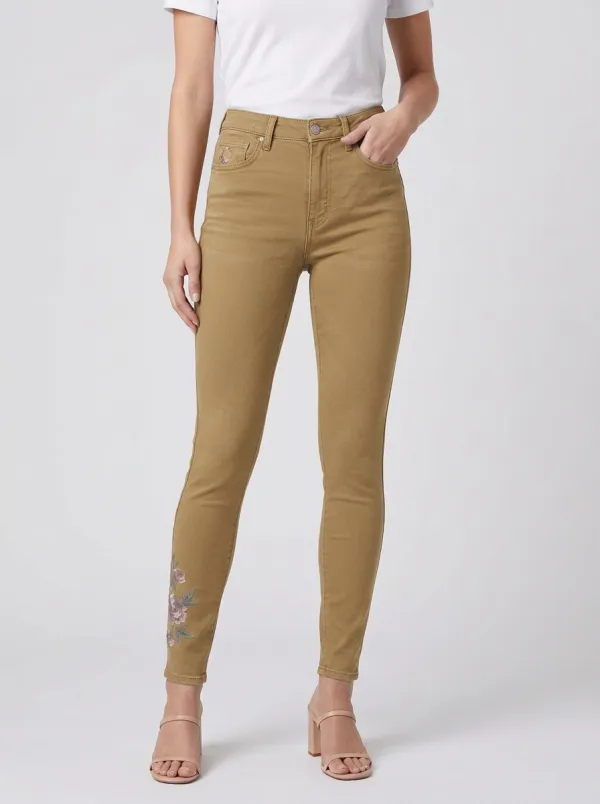 Women's Floral Vintage Rose Printed Slim Jeans