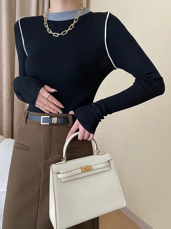 Women's Colorblock Round-Neck Sweater