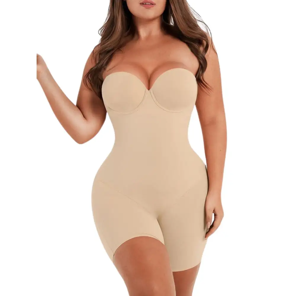 Open Bust Mid Thigh Shaping Bodysuit