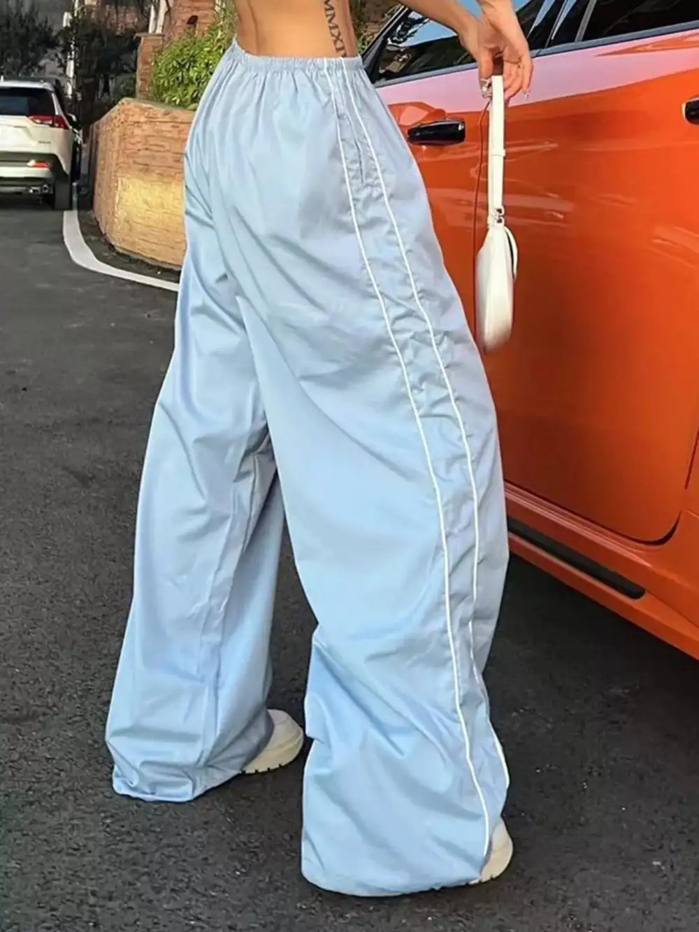 Elegant Elastic Waist Wide Leg Pants