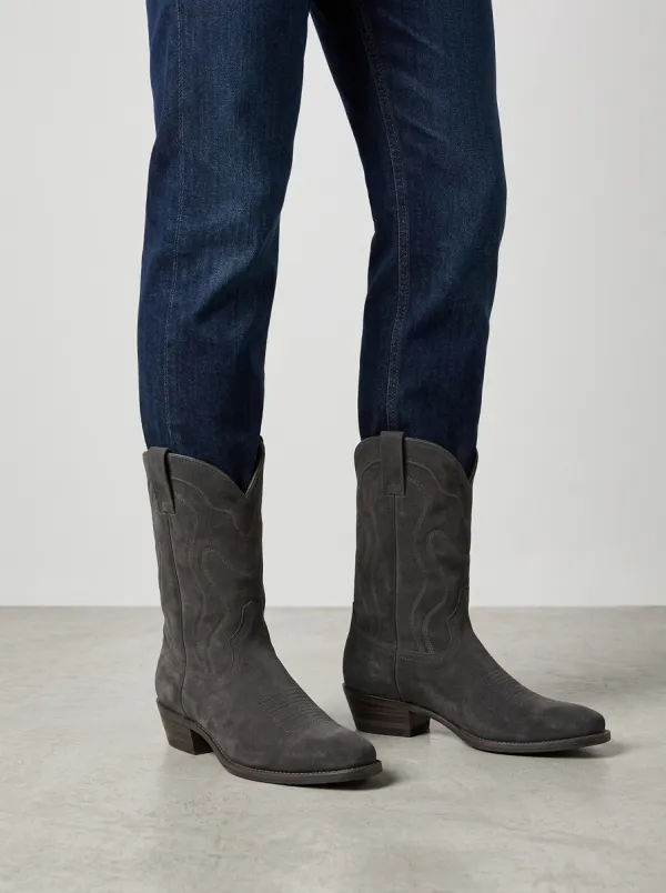 Unisex Vintage Embroidered Leather Cowboy Boots
