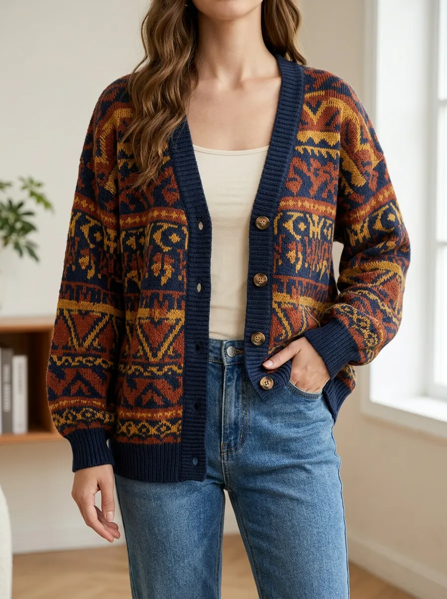 Casual Style V Neck Button Front Women's Soft Knit Cardigan