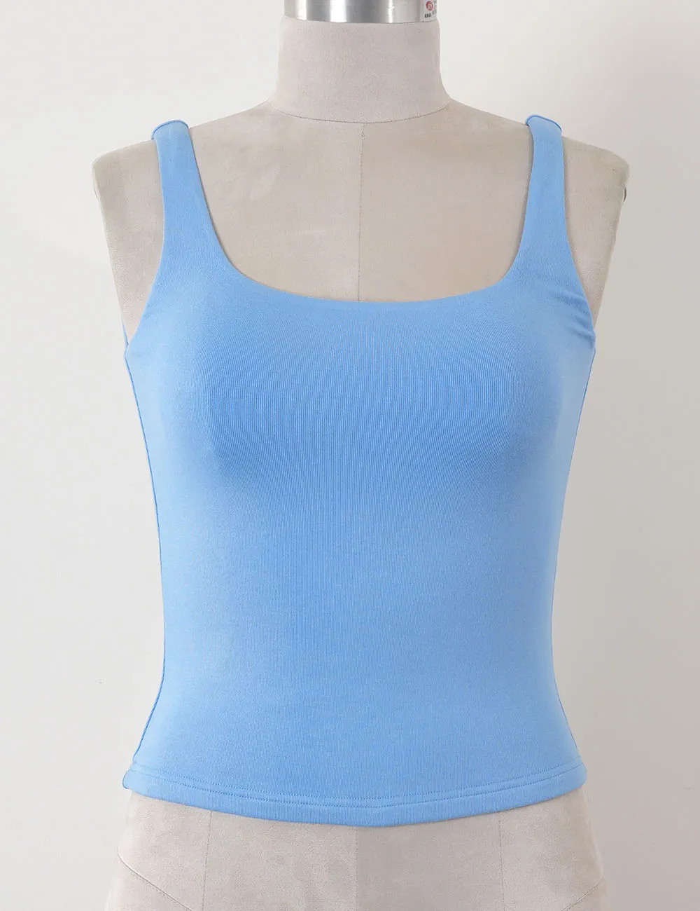 Casual Solid Color Square Neck Sleeveless Tank Top