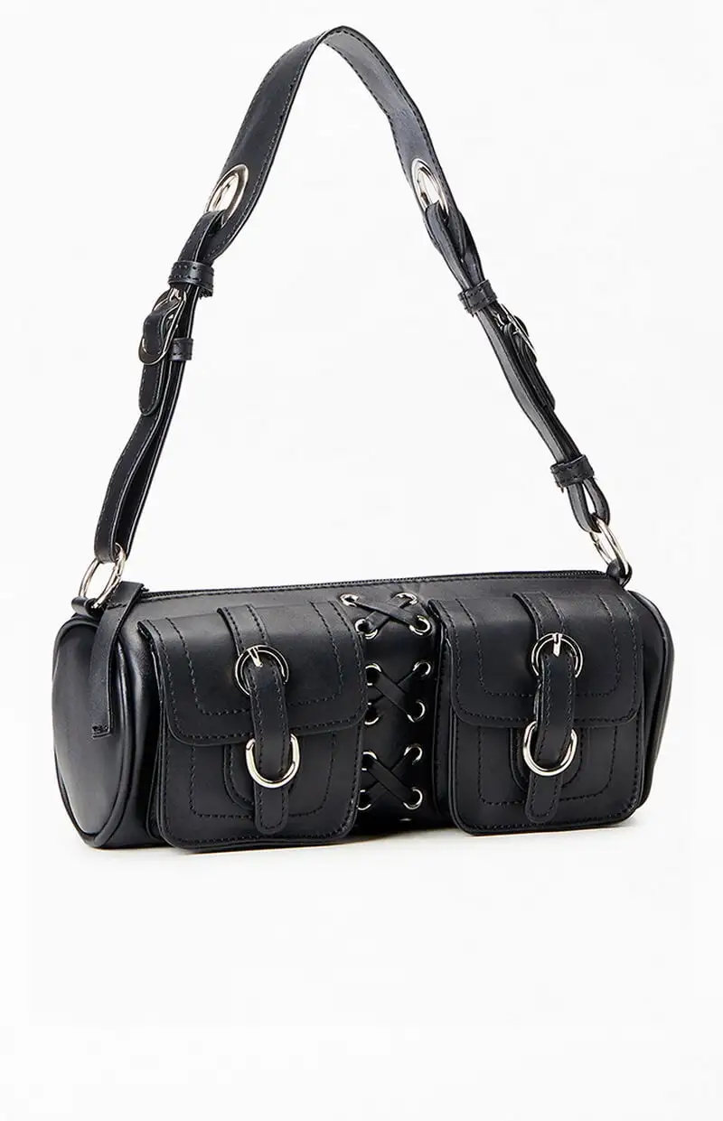 PacSun Faux Leather Lace Up Structured Shoulder Bag