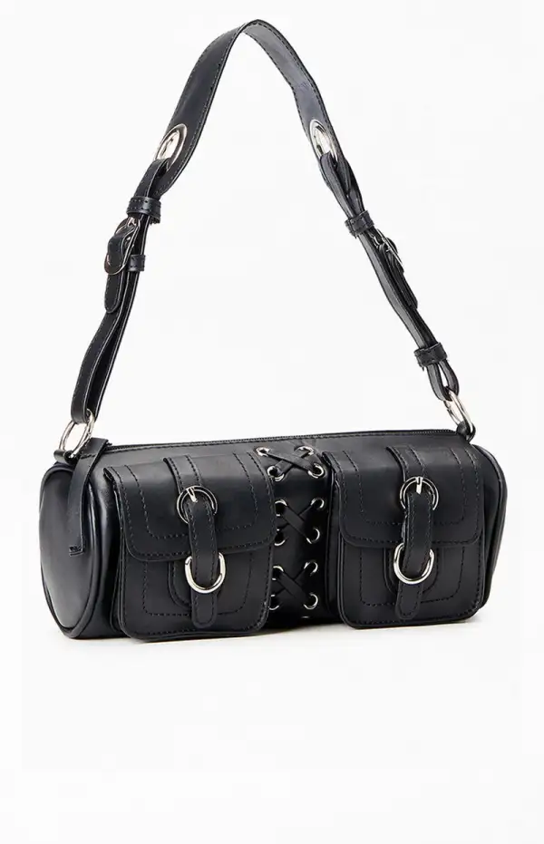 PacSun Faux Leather Lace Up Structured Shoulder Bag