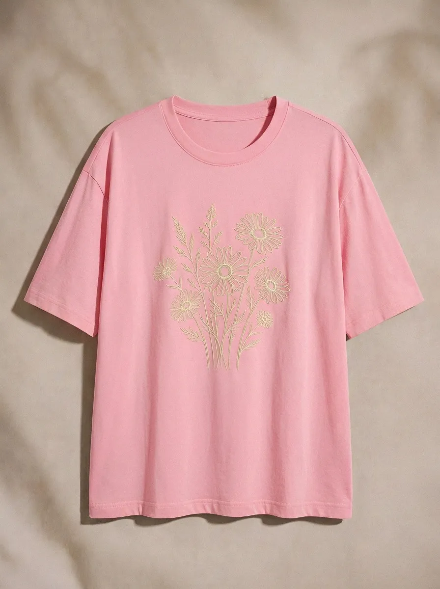 Women's Floral Nature Lover Daisy Bouquet Printed T-shirt