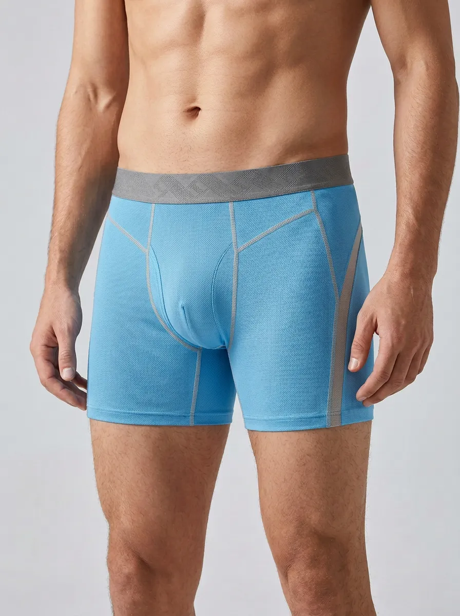 Men's Athletic Performance Grey Contrast Stitch Boxer Briefs