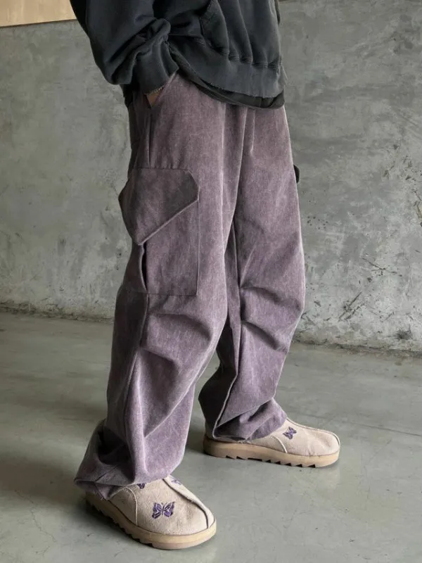 Casual Washed Cuffed Relaxed Cargo Pants