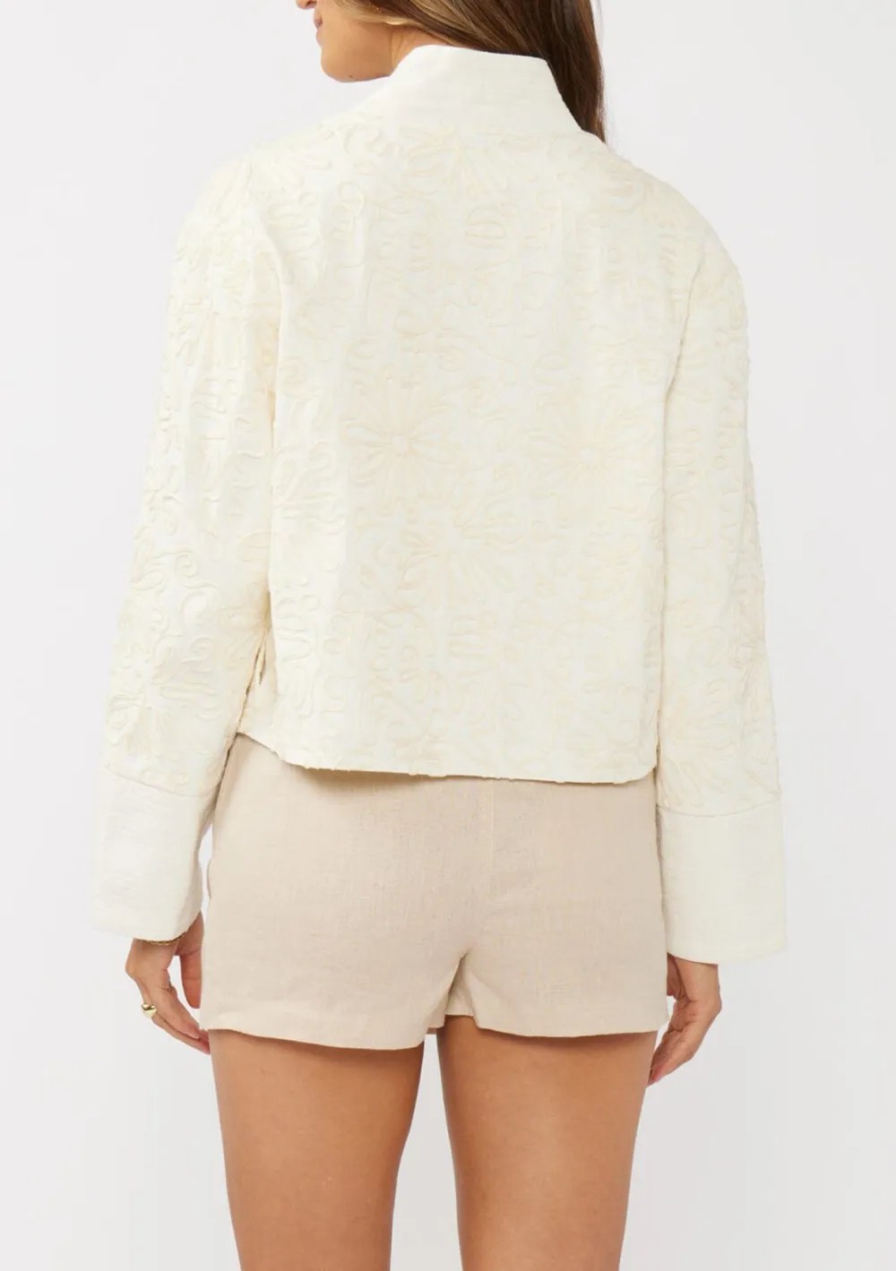 Soutache Detail Open Front Jacket