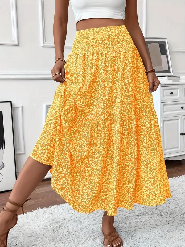 Tiered Floral Maxi Skirt