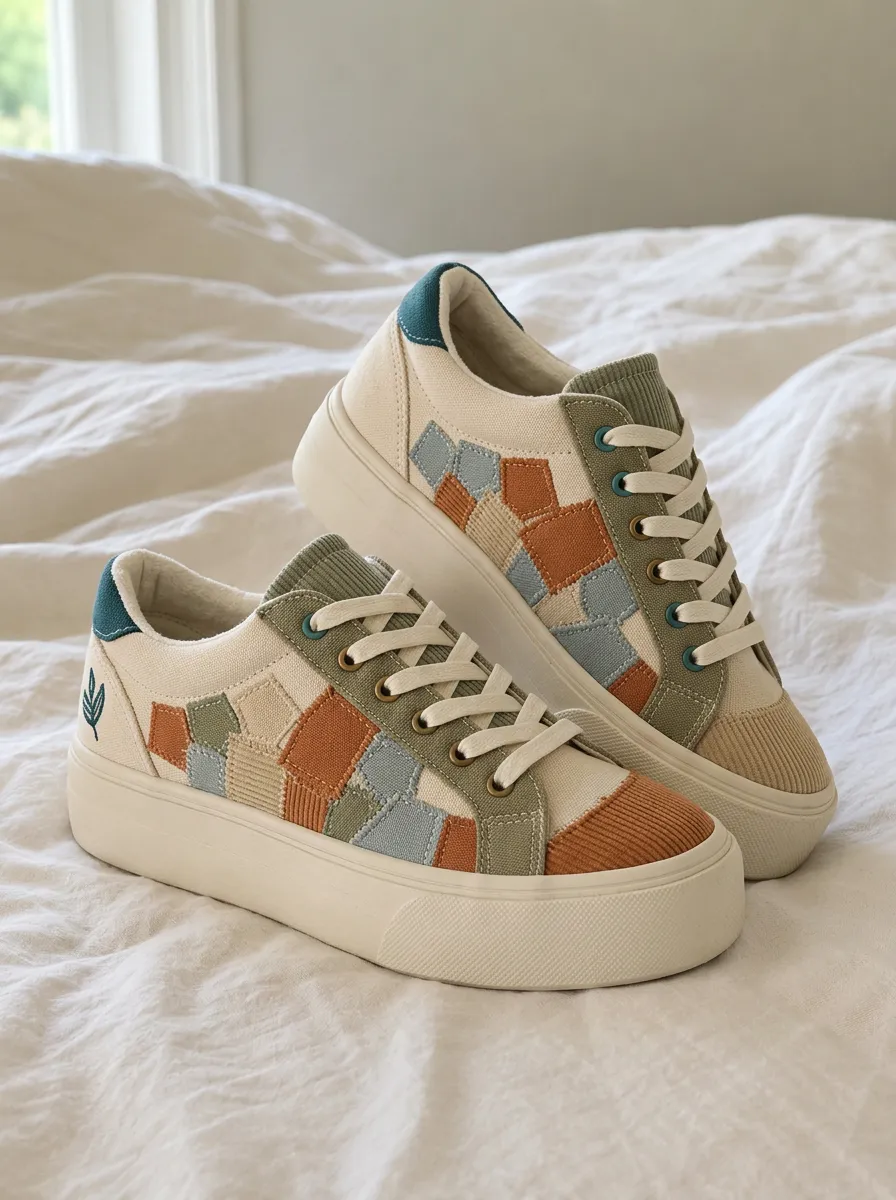 Women's Geometric Patchwork Corduroy Printed Canvas Shoes