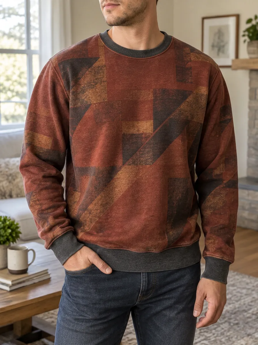 Men's Geometric Abstract Fleece Sweatshirt