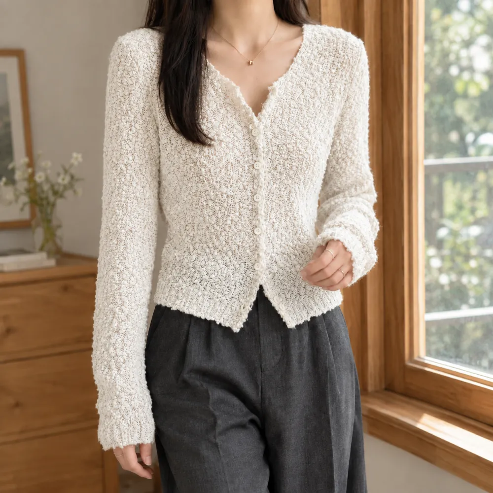 Textured Open-Knit Cardigan