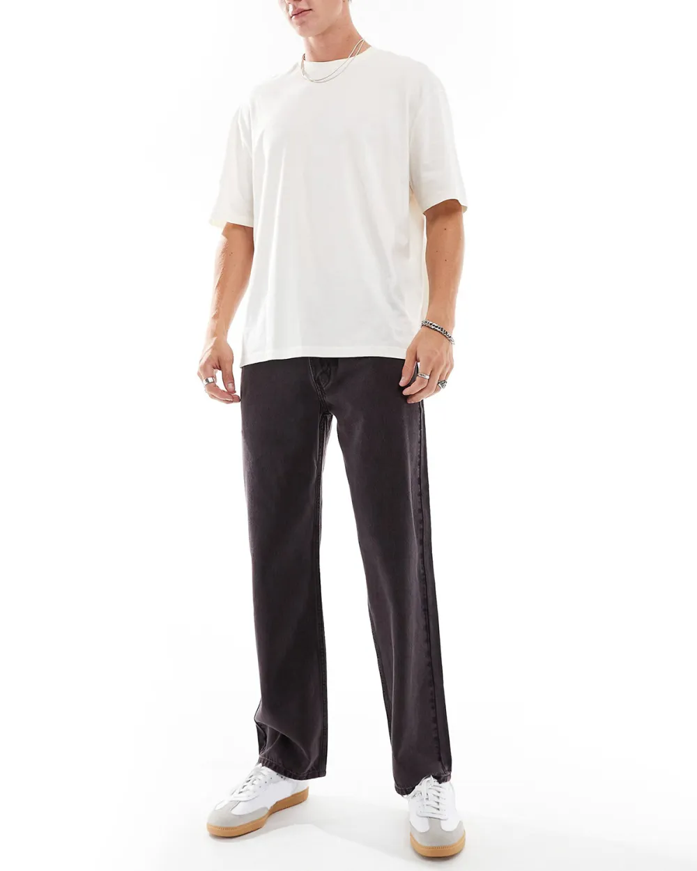 Loose Straight Fit Jeans In Washed Purple