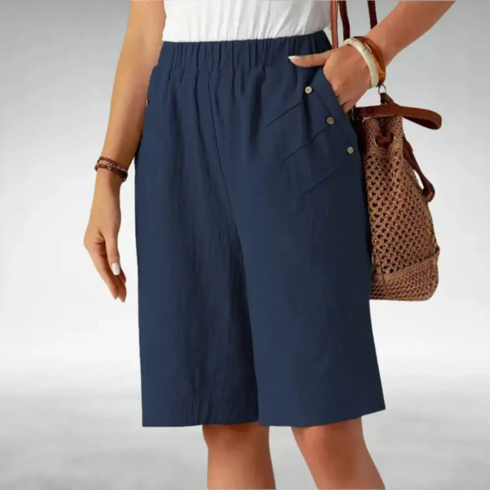 Women's Casual Elastic Waist Knee Length Shorts