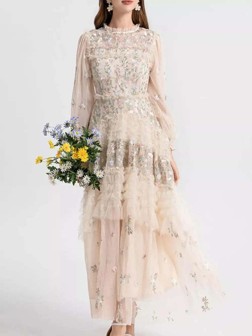 Floral Tulle Maxi Dress