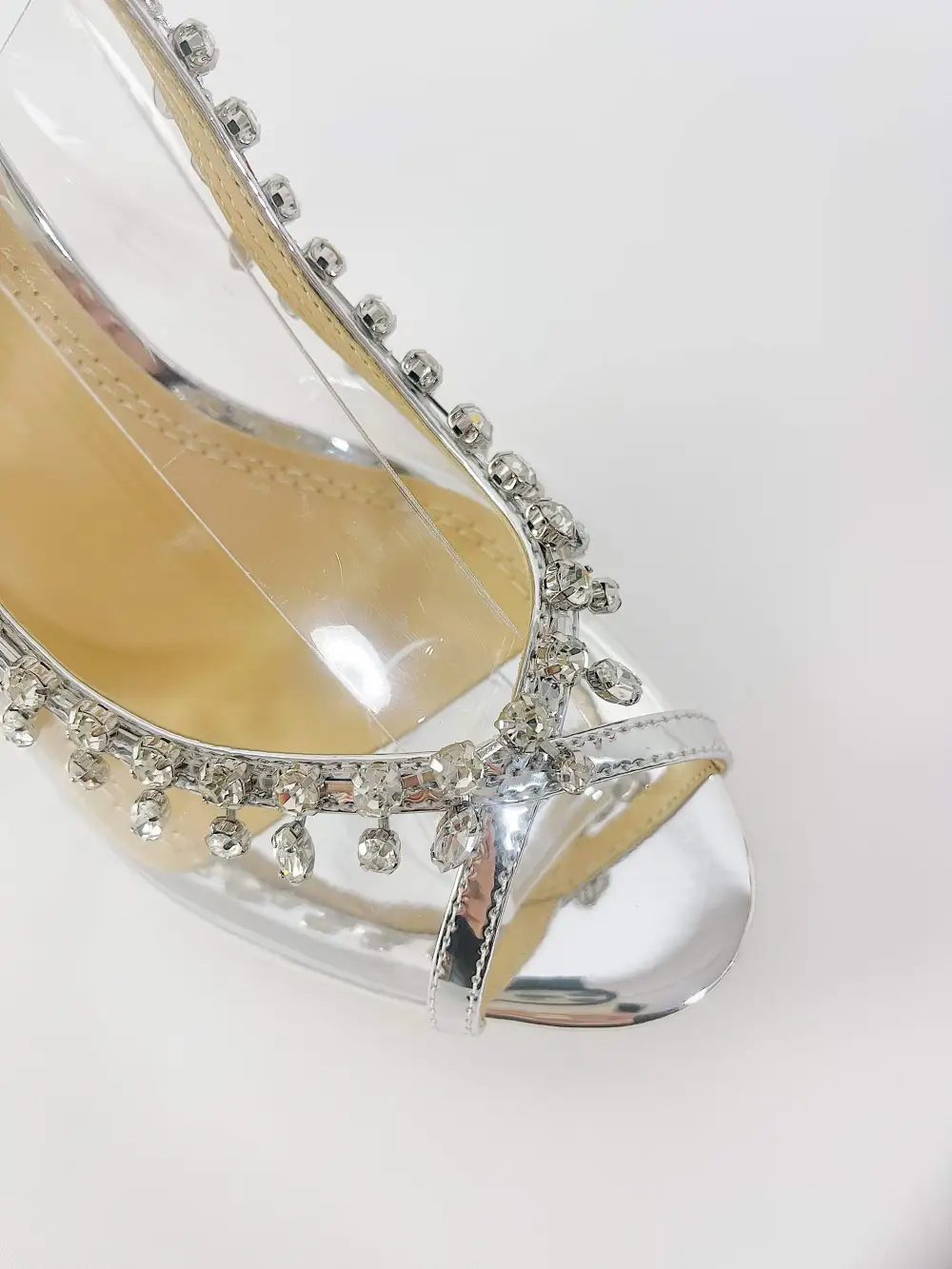 Transparent Crystal Embellished Pvc Open